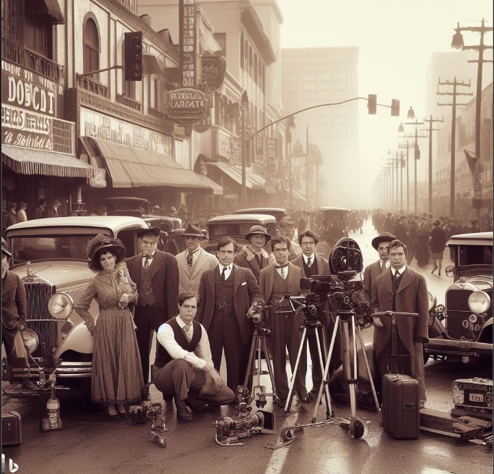 1920년대 영화 촬영 현장(made by Bing)