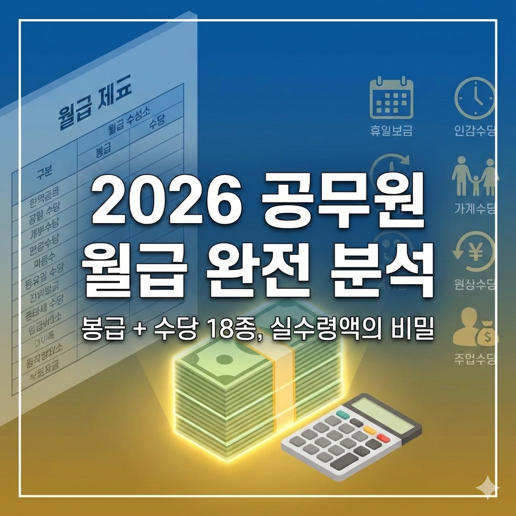 2026년 공무원 월급 구성요소 봉급 수당 실수령액 완벽 분석 가이드