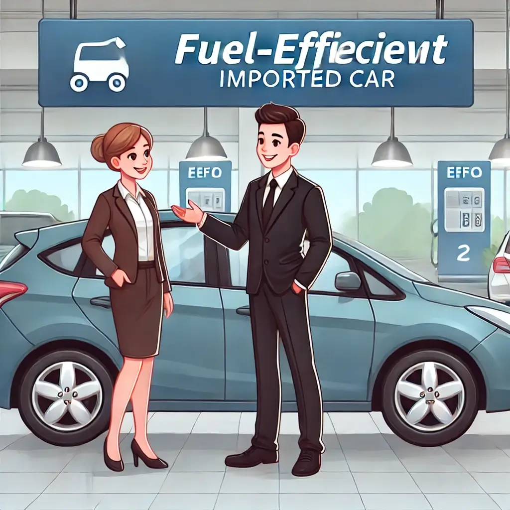 연비 좋은 수입차를 소개하는 딜러의 전문적인 태도.