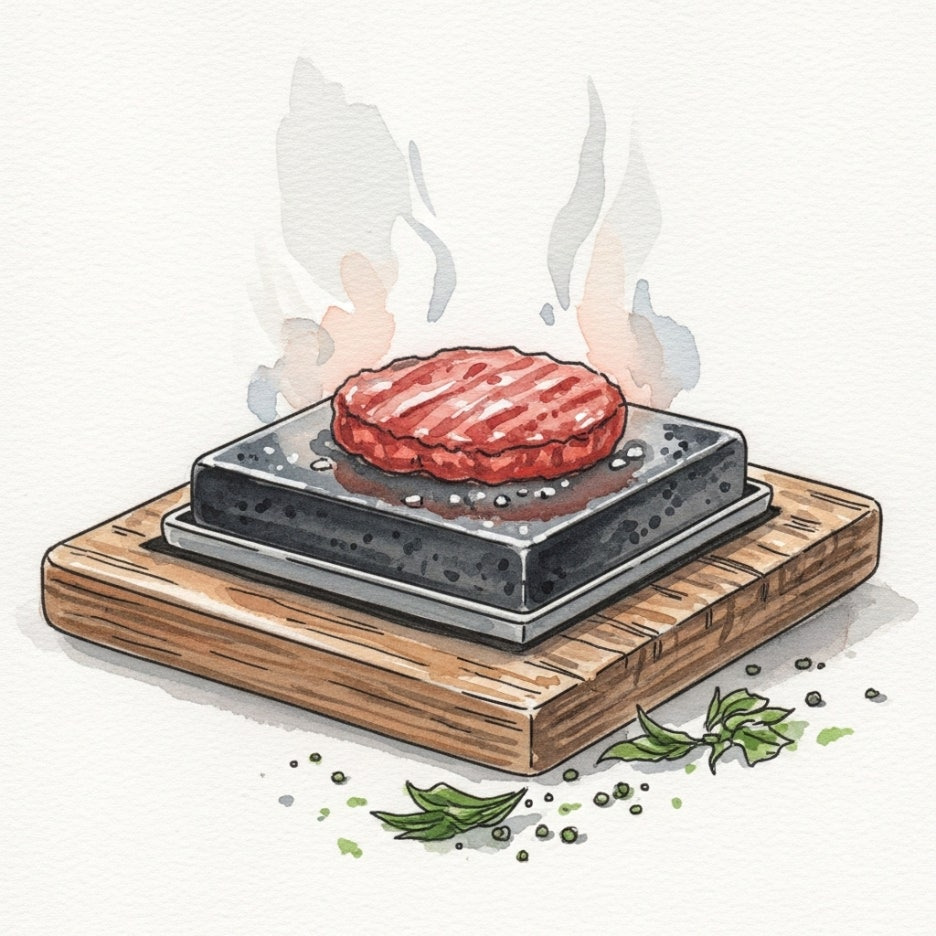 종이 질감이 느껴지는 함바그 조리 장면