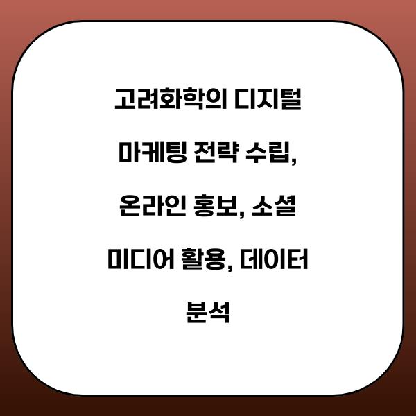 고려화학의 디지털 마케팅 전략 수립