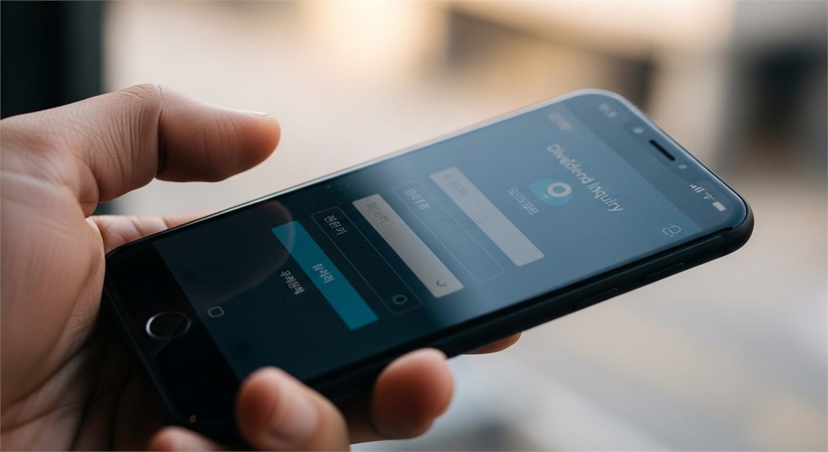 배당 조회 화면을 확인하는 스마트폰 장면