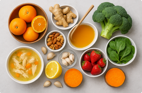 코로나와 독감 감염 시 면역력 회복 음식들