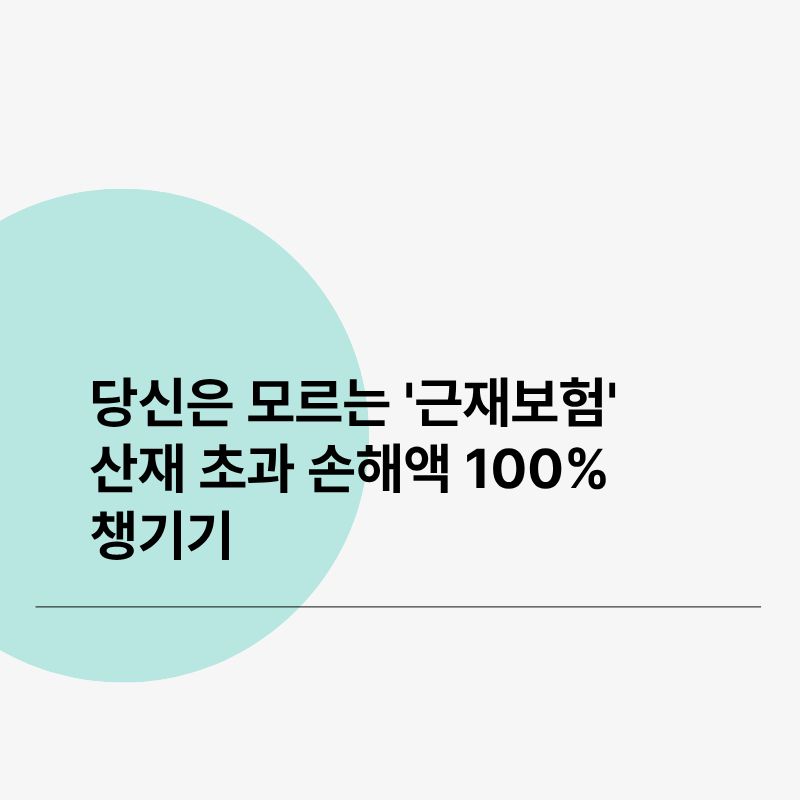 당신은 모르는 &amp;#39;근재보험&amp;#39;&amp;#44; 산재 초과 손해액 100% 챙기기