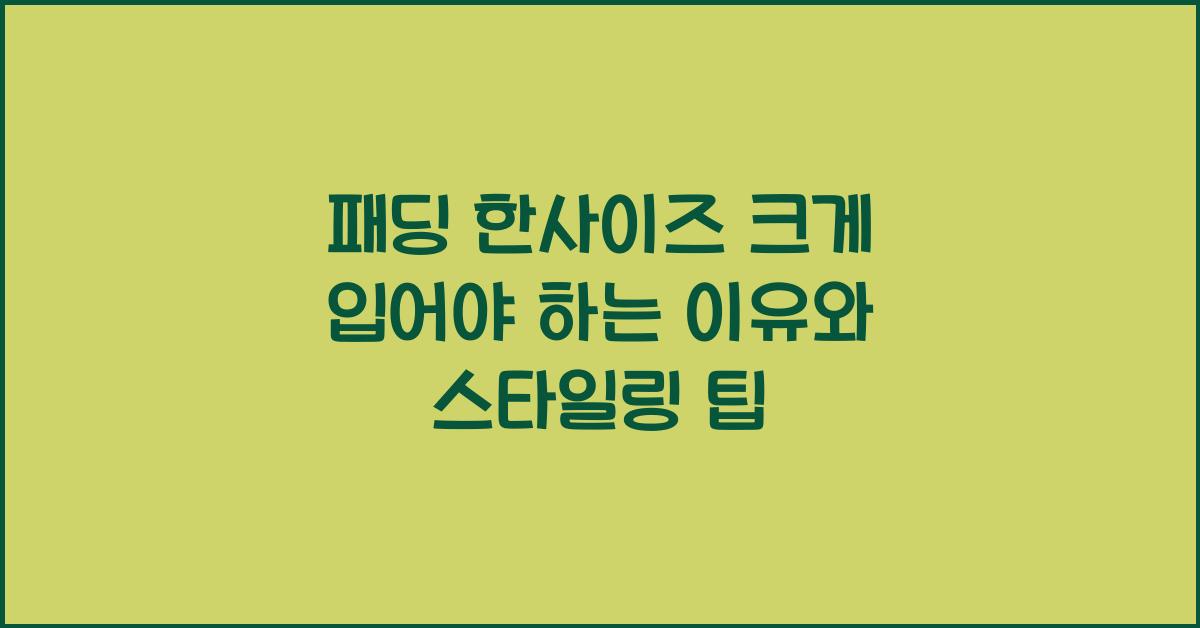 패딩 한사이즈 크게