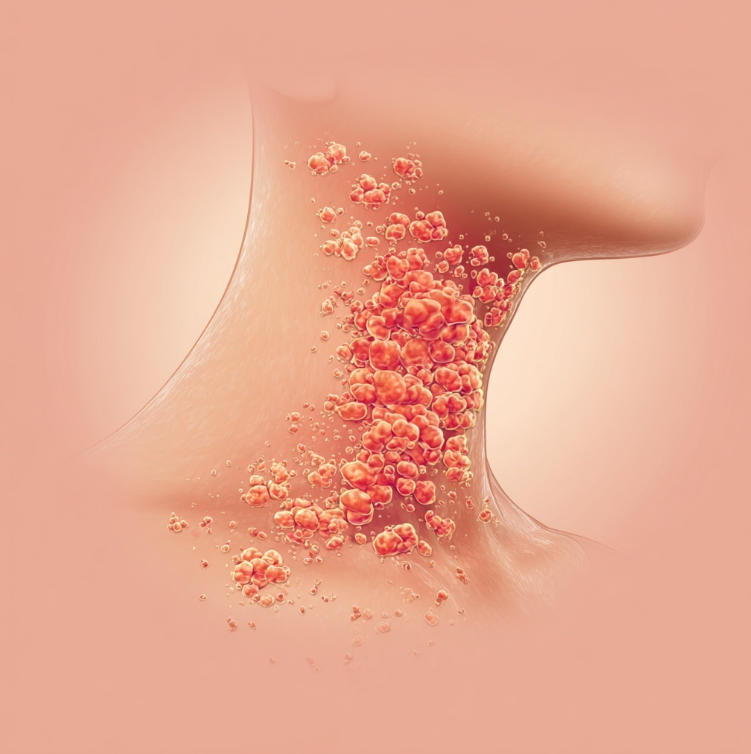 대상포진이 목에 퍼진 일러스트