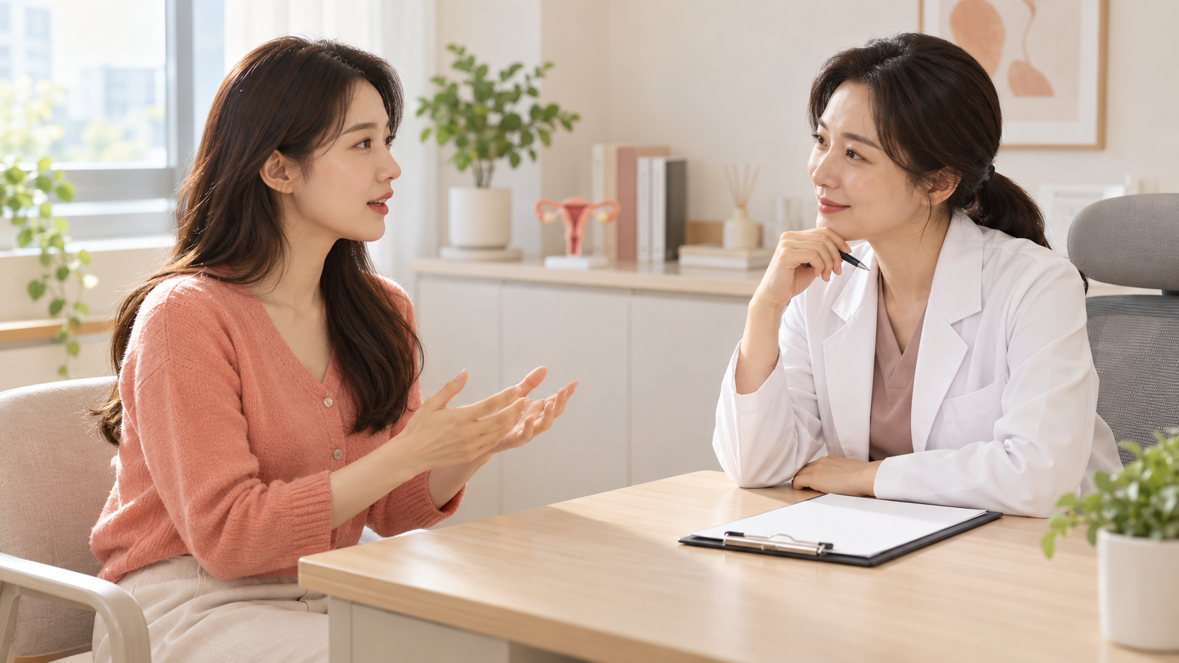 월경 주기 변화를 여성 의료진과 상담하는 성인