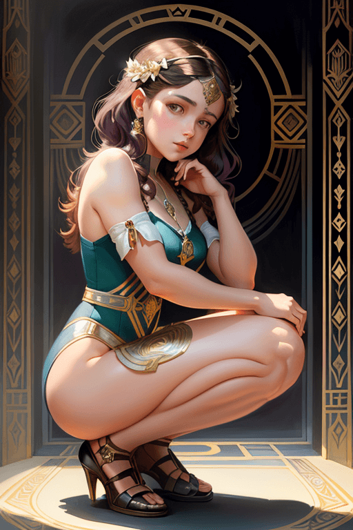 Playground AI로 생성한 그림(2) - 쪼그리고 앉은 소녀