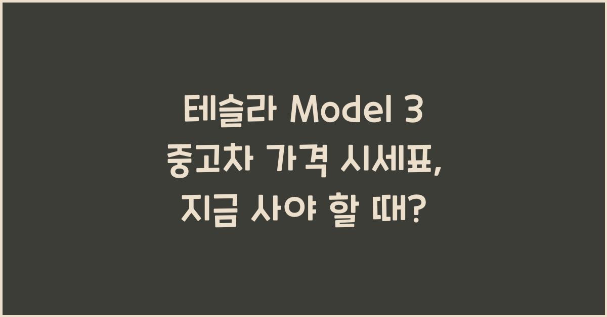 테슬라 Model 3 중고차 가격 시세표
