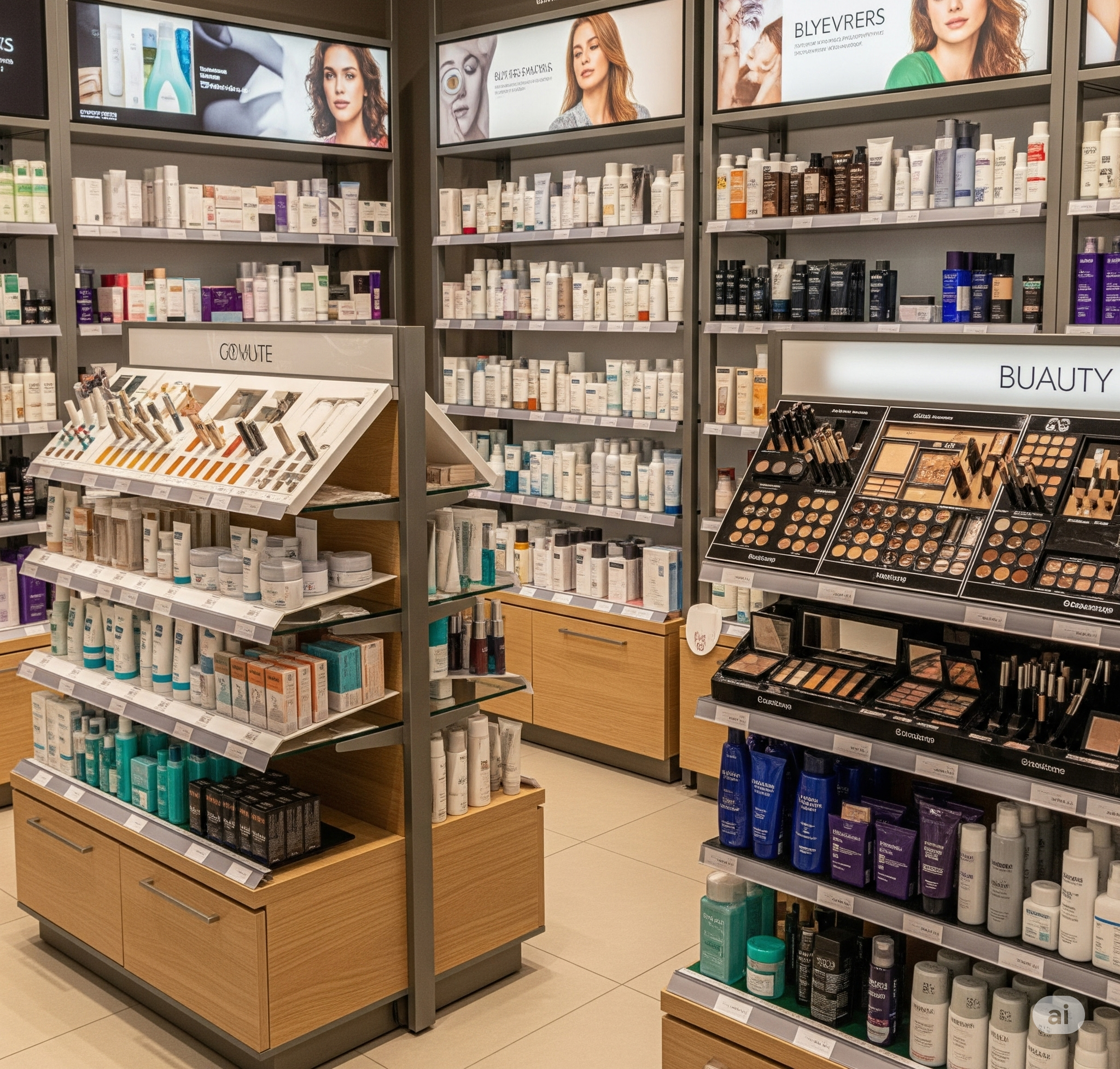 다채로운 상품이 진열된 뷰티 코너