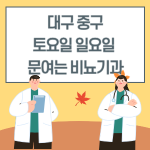 대구 중구 토요일 일요일 비뇨기과 진료 문여는 병원 리스트