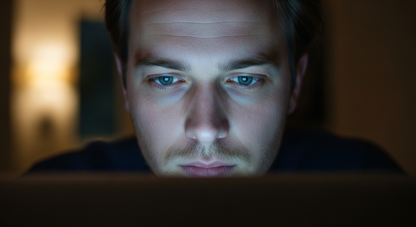 디지털 기기 장시간 사용으로 눈 피로가 누적되는 모습