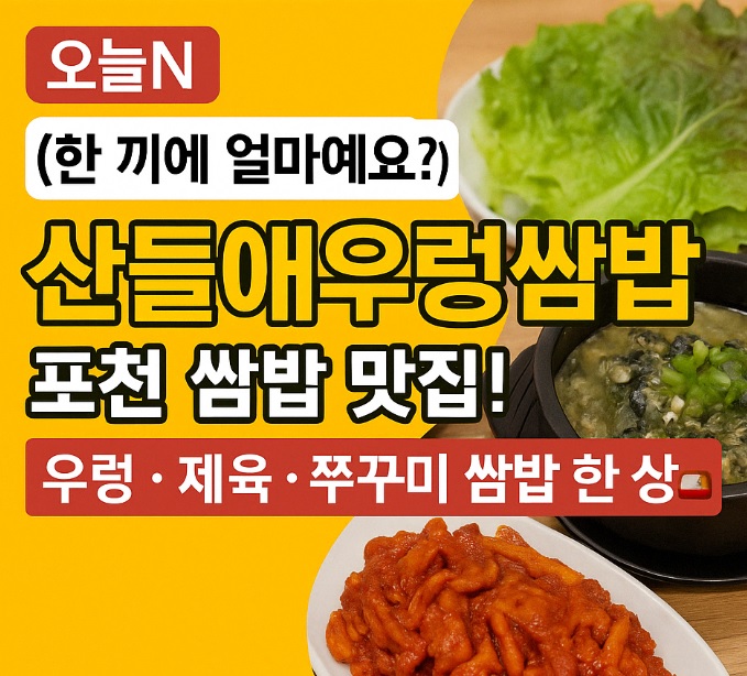오늘N 한 끼에 얼마예요? 포천우렁쌈밥 맛집 산들애우렁쌈밥