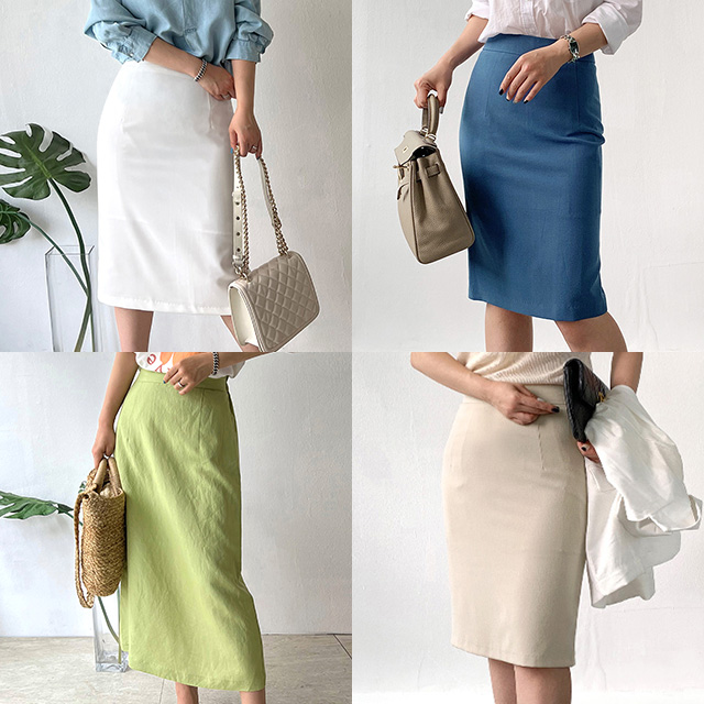네모샵 여성 오피스 정장 H라인 출근 여름 롱 치마 스커트