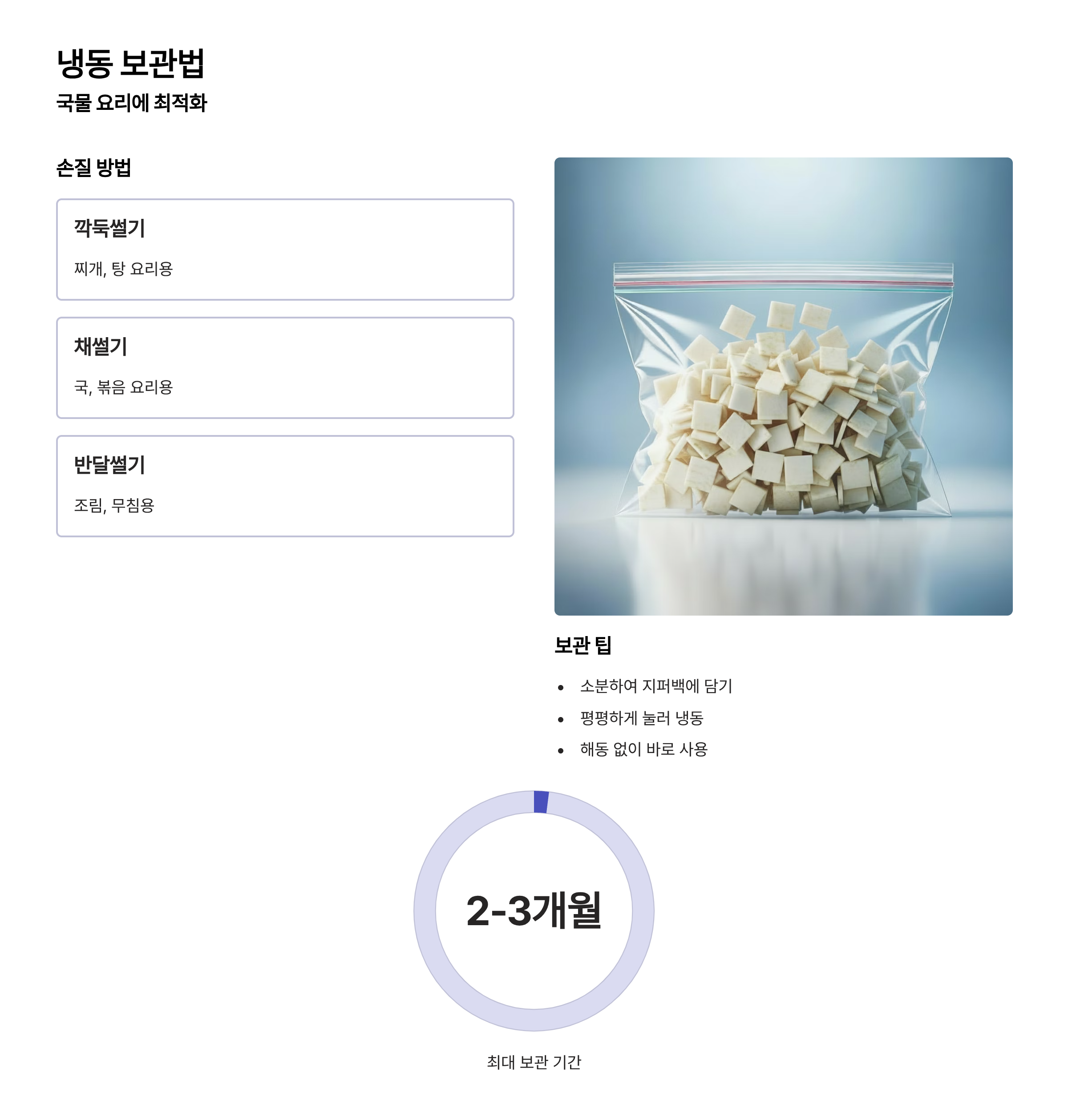 무 냉동 보관법