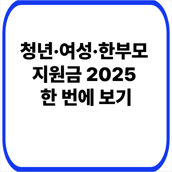 청년&middot;여성&middot;한부모 지원금 2025 한 번에 보기