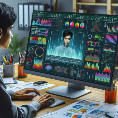 컴퓨터에서 차트와 그래프를 분석하는 화면