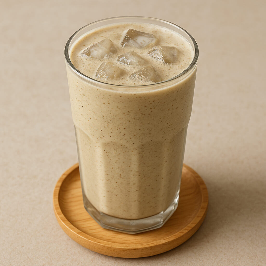 시원한 우유를 넣어서 만든 미숫가루 스무디