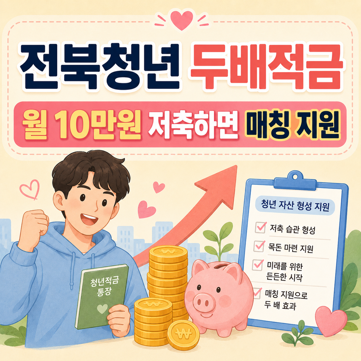전북청년 함께 두배적금 월 10만원 저축 매칭 지원 안내 이미지