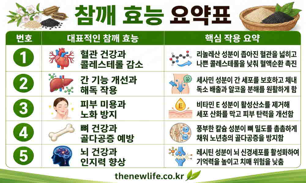 참깨 효능 요약표