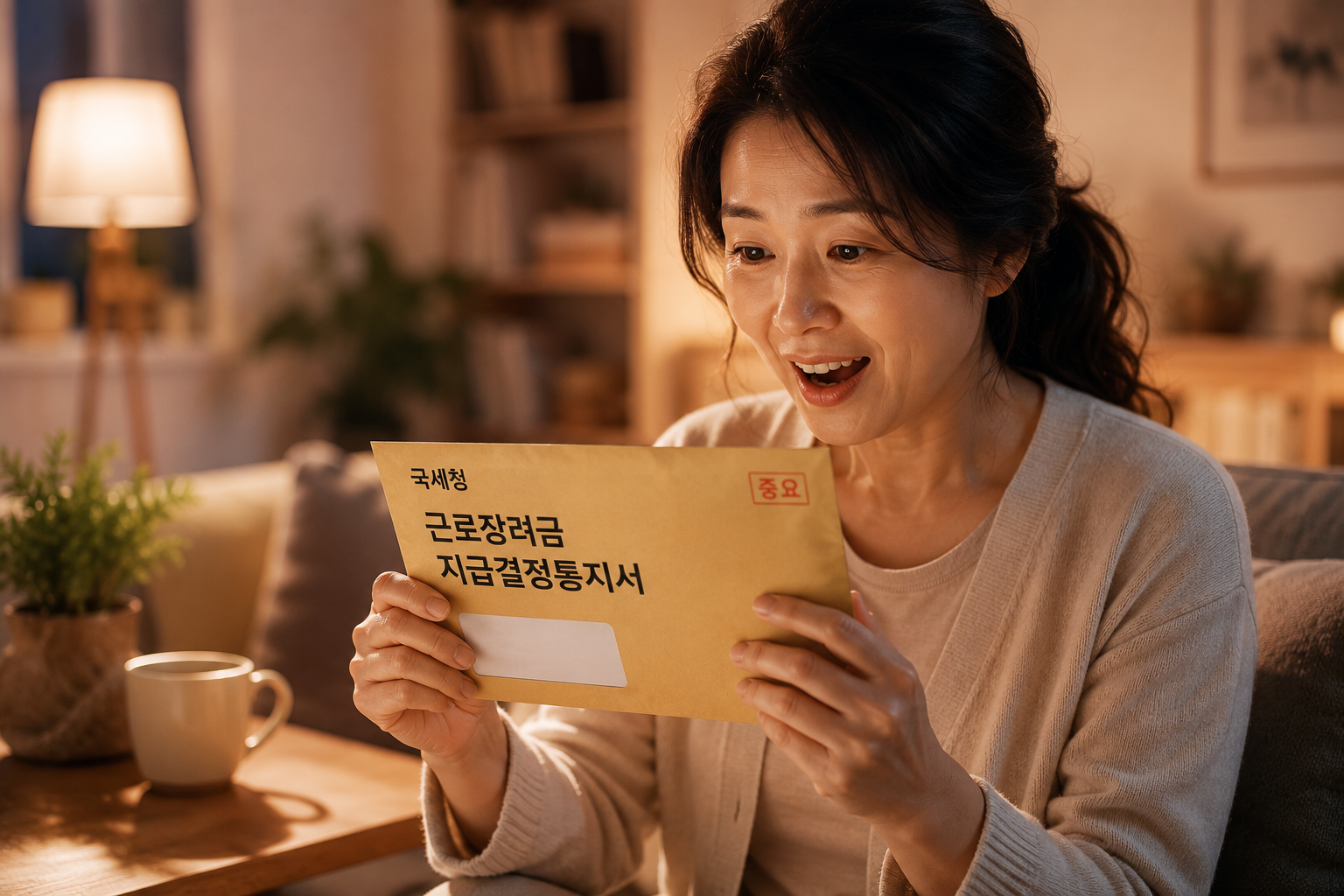 따뜻한 거실의 근로장려금 통지서