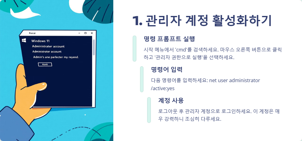 윈도우11에서 관리자 권한 문제 해결하는 법