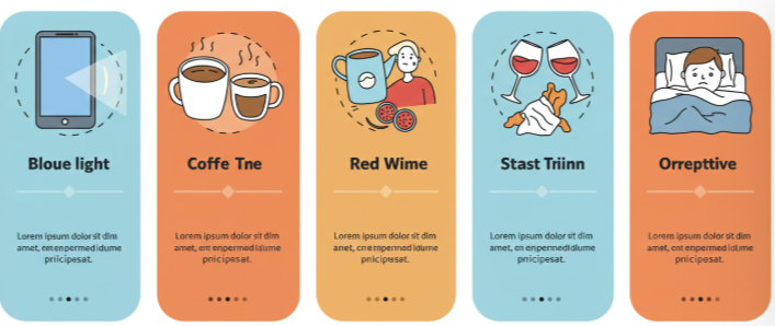 수면을 방해하는 요인들을 보여주는 인포그래픽