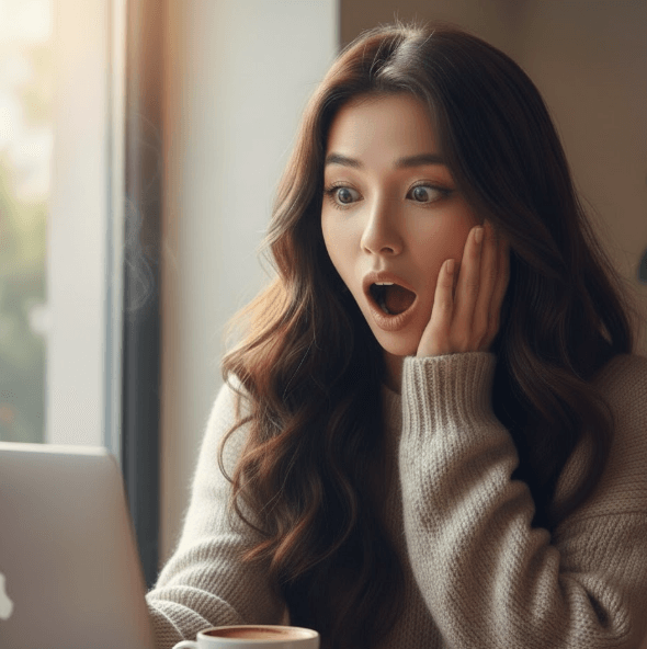 주의사항에 대해 놀라는 20대 구직활동하는 여성 사진