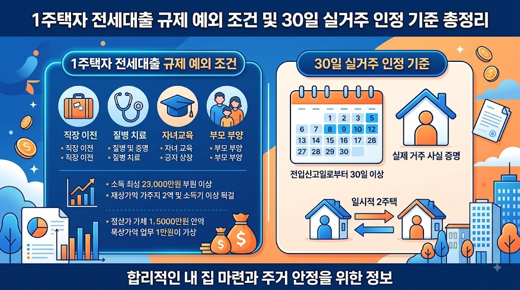 1주택자 전세대출 규제 예외 조건과 30일 실거주 인정 기준 총정리