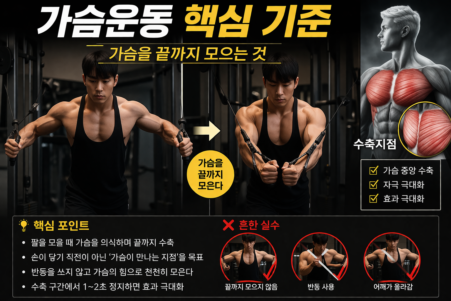 . 운동 기준: 가슴을 끝까지 모으는 핵심 기준