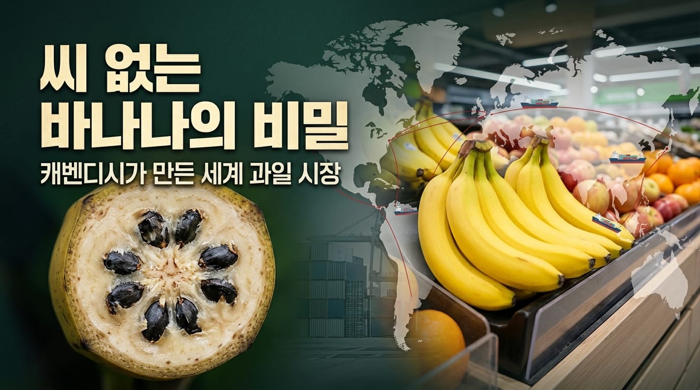 씨 있는 야생 바나나와 씨 없는 캐번디시 수입 바나나의 구조 비교 이미지