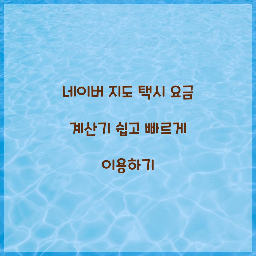 네이버 지도 택시 요금 계산기