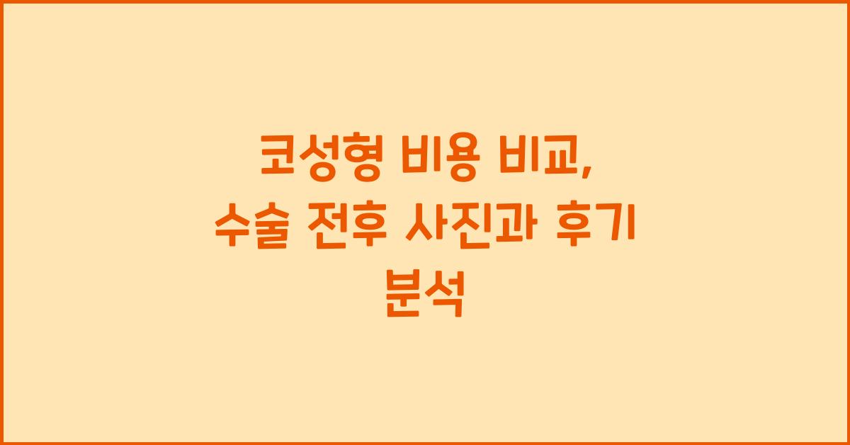 코성형 비용