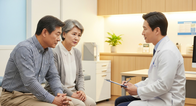중풍 상담을 받는 60대 부부
