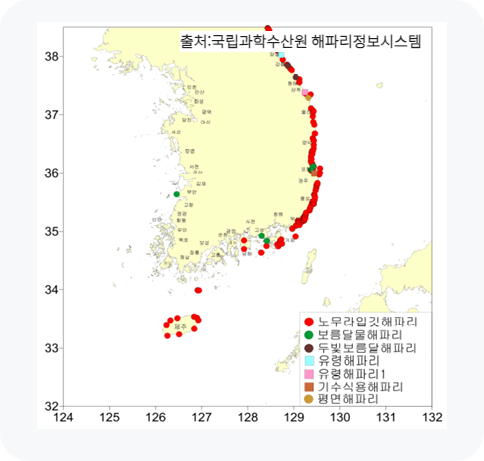 노무라입깃 해파리 출몰지도