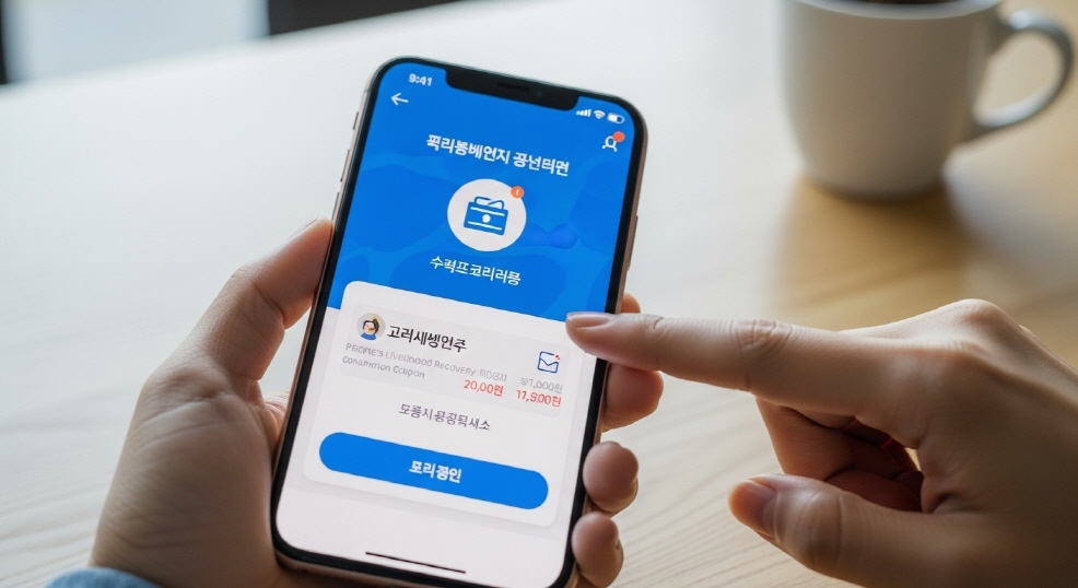 포인트 선택 화면에서 클릭하는 손가락