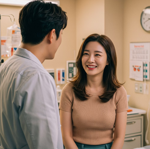 아스피린에 대해 병원 의사에게 상담받는 모습 1