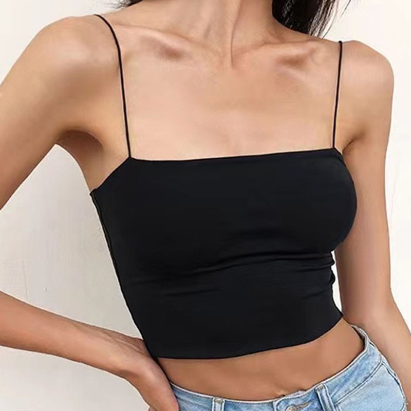 크롭 끈나시 브라탑 심리스 탱크탑 캡나시 튜브탑