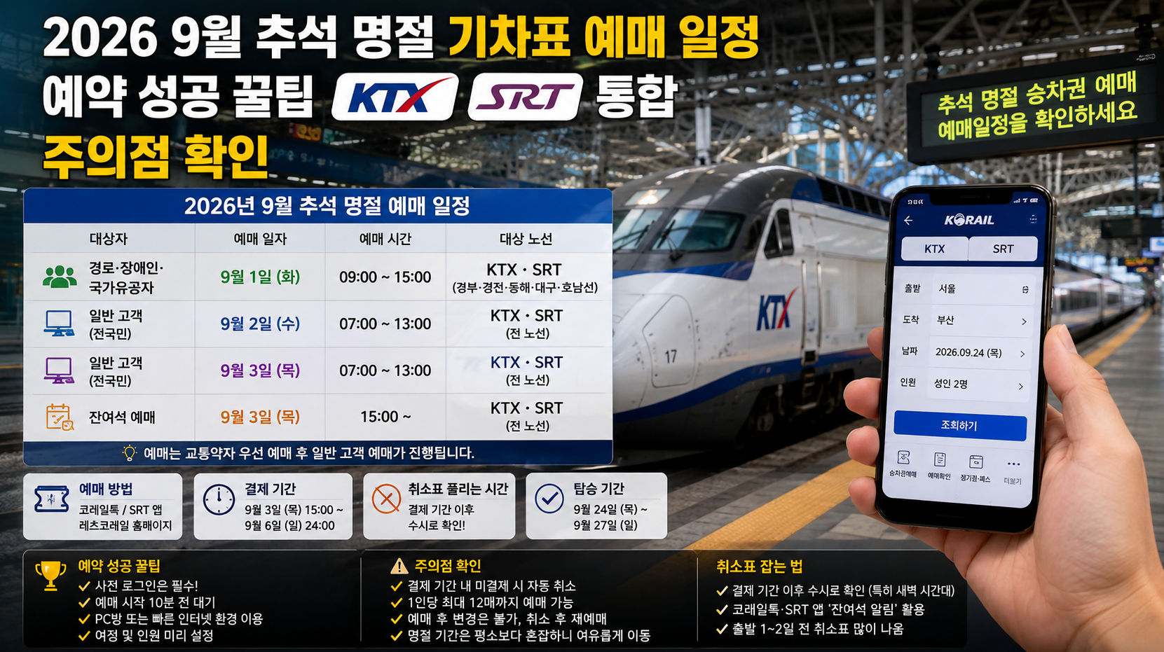 2026년 9월 추석 기차표 예매 100% 성공하는 법