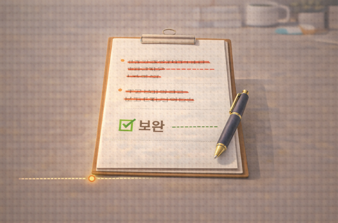 삭제 대신 보완 중심으로 수정된 운영 문서 이미지