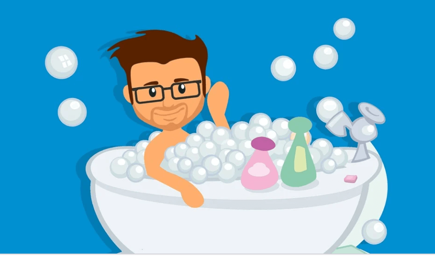 항문에서 피가 나는 이유로 청결 관리를 위해 목욕을 하고 있다