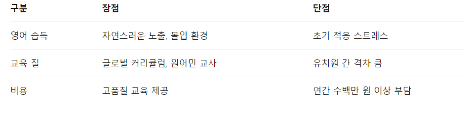 영어 유치원 장점 단점 정리