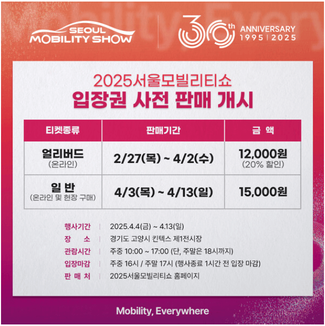 📅 2025년 서울모빌리티쇼 일정