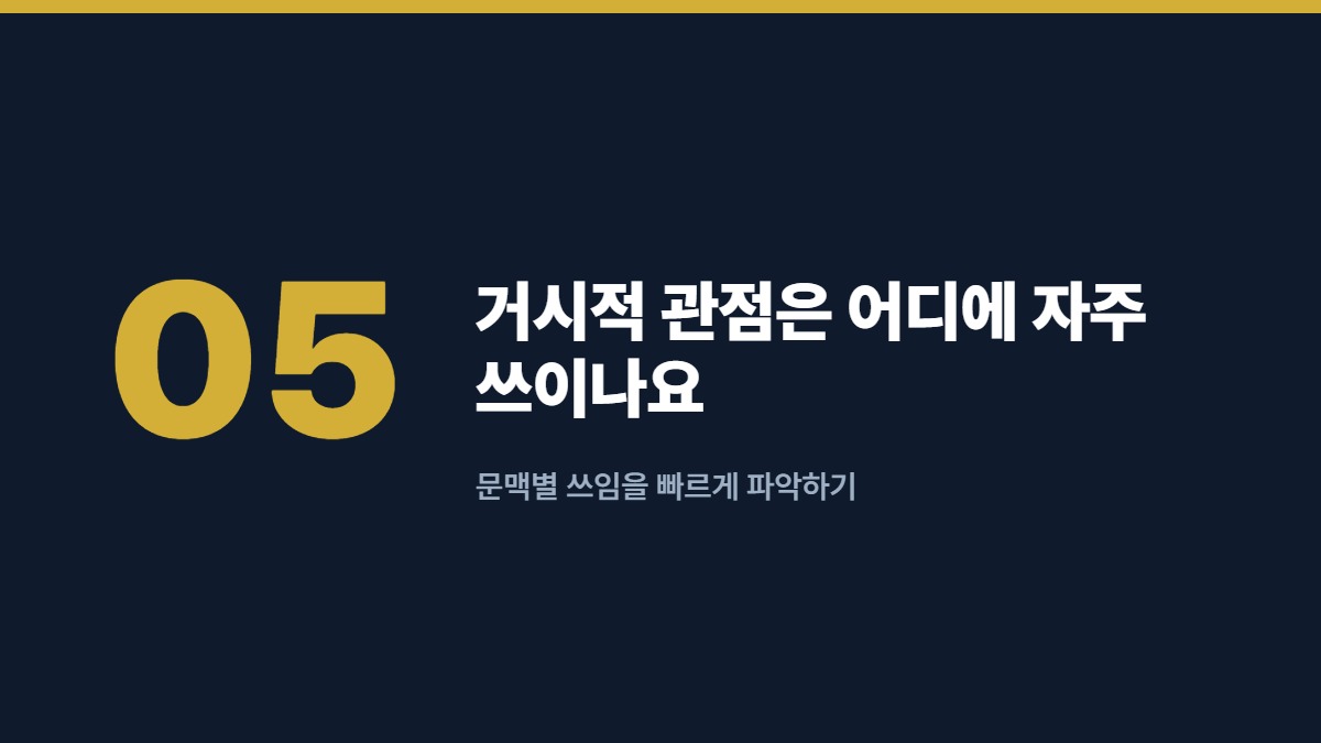 거시적 관점은 어디에 자주 쓰이나요 — 문맥별 쓰임을 빠르게 파악하기