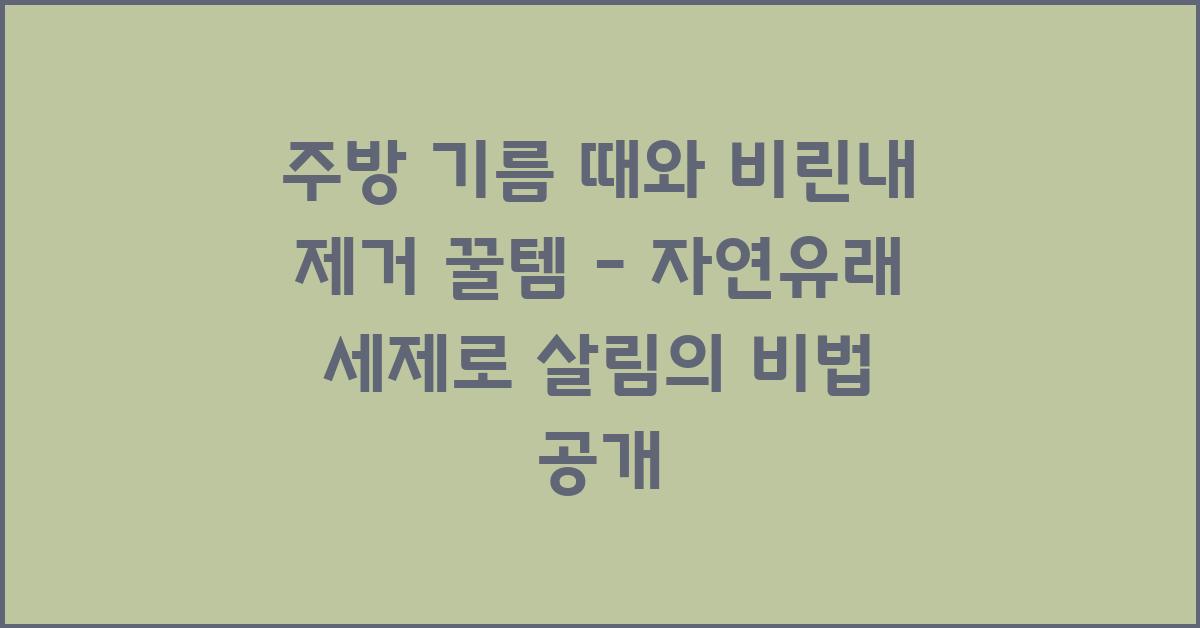 주방 기름 때와 비린내 제거 꿀템