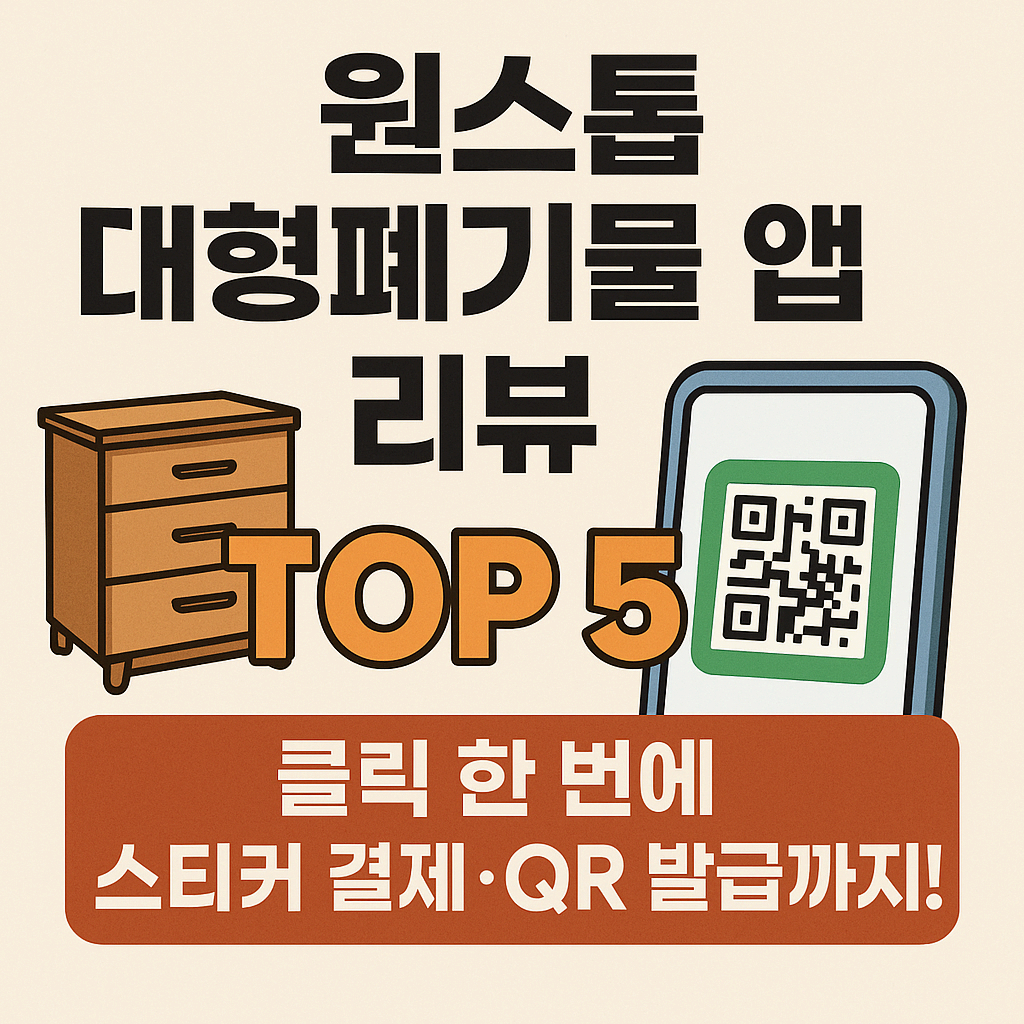원스톱 대형폐기물 앱 리뷰 TOP 5 : 클릭 한 번에 스티커 결제·QR 발급까지!