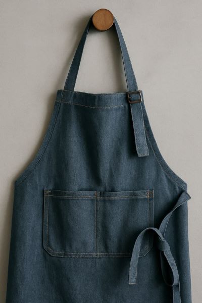 주머니와 내구성 있는 재봉선이 돋보이는 앞치마