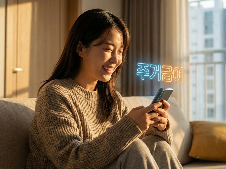 2026년 주거급여 신청 자격 확인하고 기뻐하는 모습