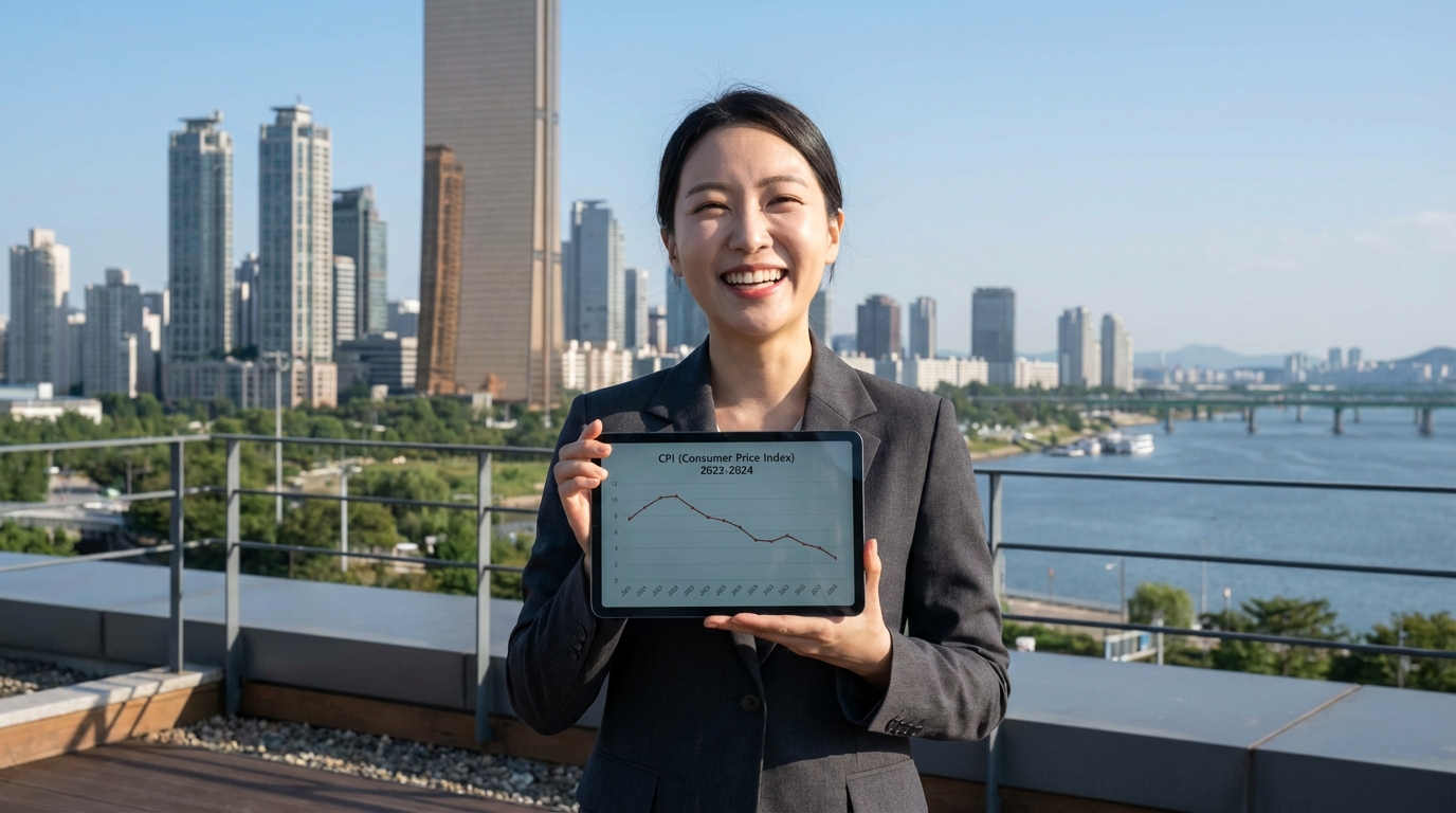 CPI 물가 지표가 하락하는 추세를 보여주는 그래프와 분석가