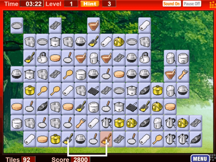 주방기구-짝맞추기-게임-플레이-같은-주방-기구의-짝을-맞추는-화면